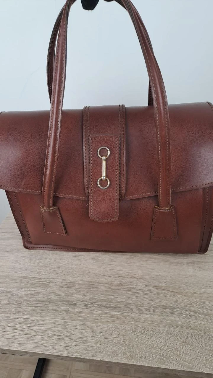 Vintage / Retro / Brown / Women / Leather / 155 Bitting Satchel Handbag / Vintage Dressing – photo 2